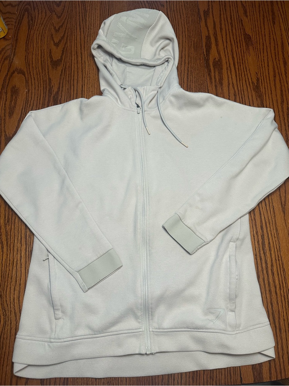 Gymshark White Full-Zip Hooded Bomber Jacket